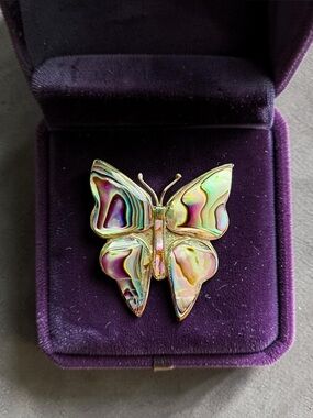 Alpaca Mexico Silver Iridescent Butterfly Brooch